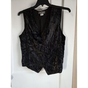 Vintage Minti Mode black 100% Rayon Vest embroidered sz‎ women Medium
